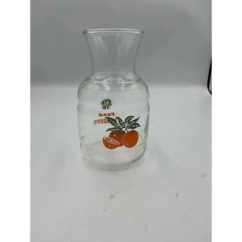 Vintage GE General Electric Food Freezers Glass Juice Carafe Pitcher Orange Logo